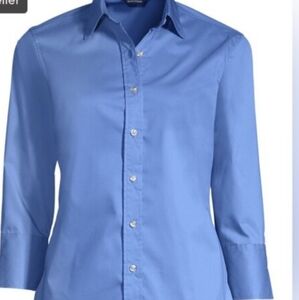 Lands' End Blue Casual Button Down Shirt